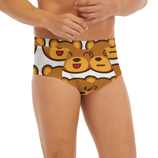 Teddy Bear Emoji Print Men's Briefs