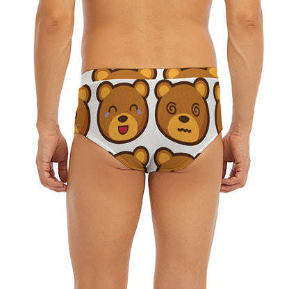 Teddy Bear Emoji Print Men's Briefs