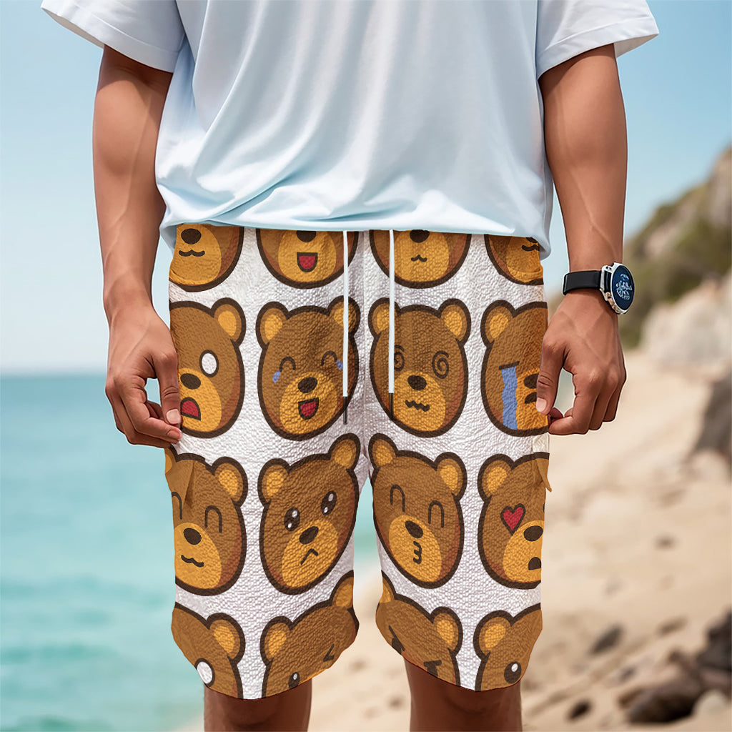 Teddy Bear Emoji Print Men's Cargo Shorts