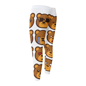 Teddy Bear Emoji Print Men's Compression Pants