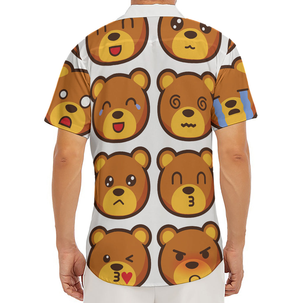 Teddy Bear Emoji Print Men's Deep V-Neck Shirt