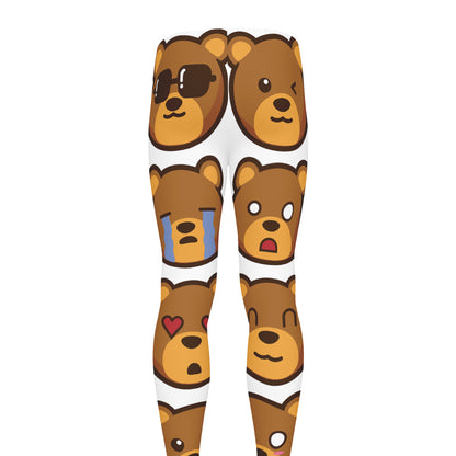 Teddy Bear Emoji Print Men's leggings
