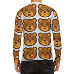 Teddy Bear Emoji Print Men's Long Sleeve Rash Guard