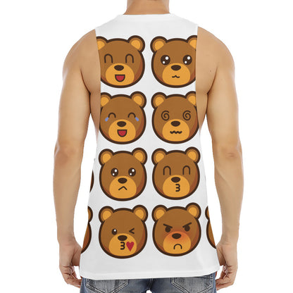 Teddy Bear Emoji Print Men's Muscle Tank Top