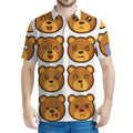 Teddy Bear Emoji Print Men's Polo Shirt