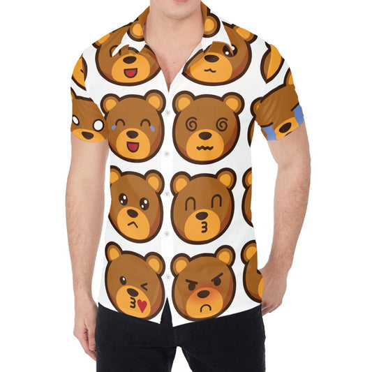 Teddy Bear Emoji Print Men's Shirt