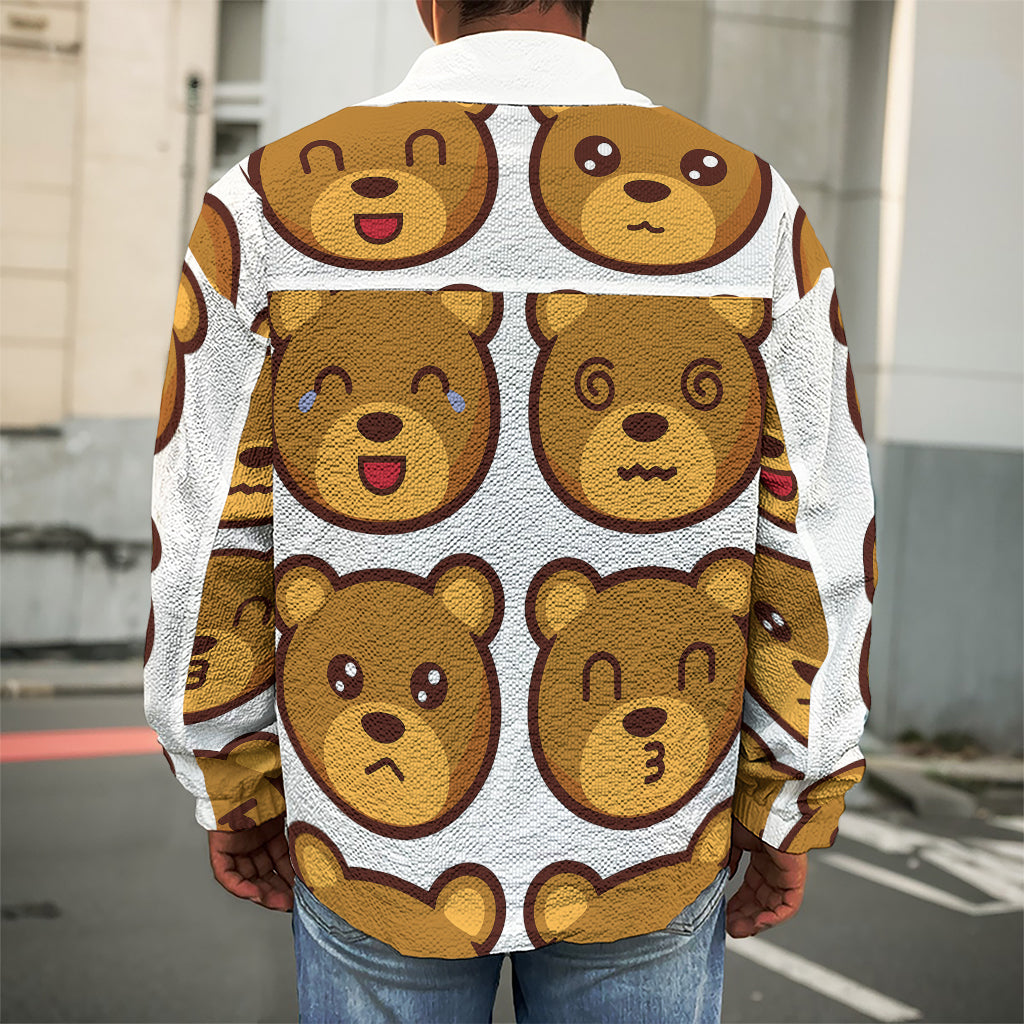 Teddy Bear Emoji Print Men's Shirt Jacket