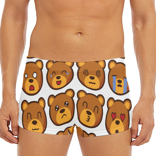 Teddy Bear Emoji Print Men's Short Boxer Briefs