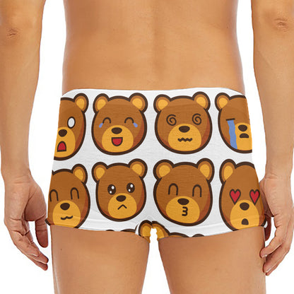 Teddy Bear Emoji Print Men's Short Boxer Briefs