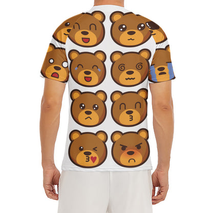 Teddy Bear Emoji Print Men's Short Sleeve Rash Guard