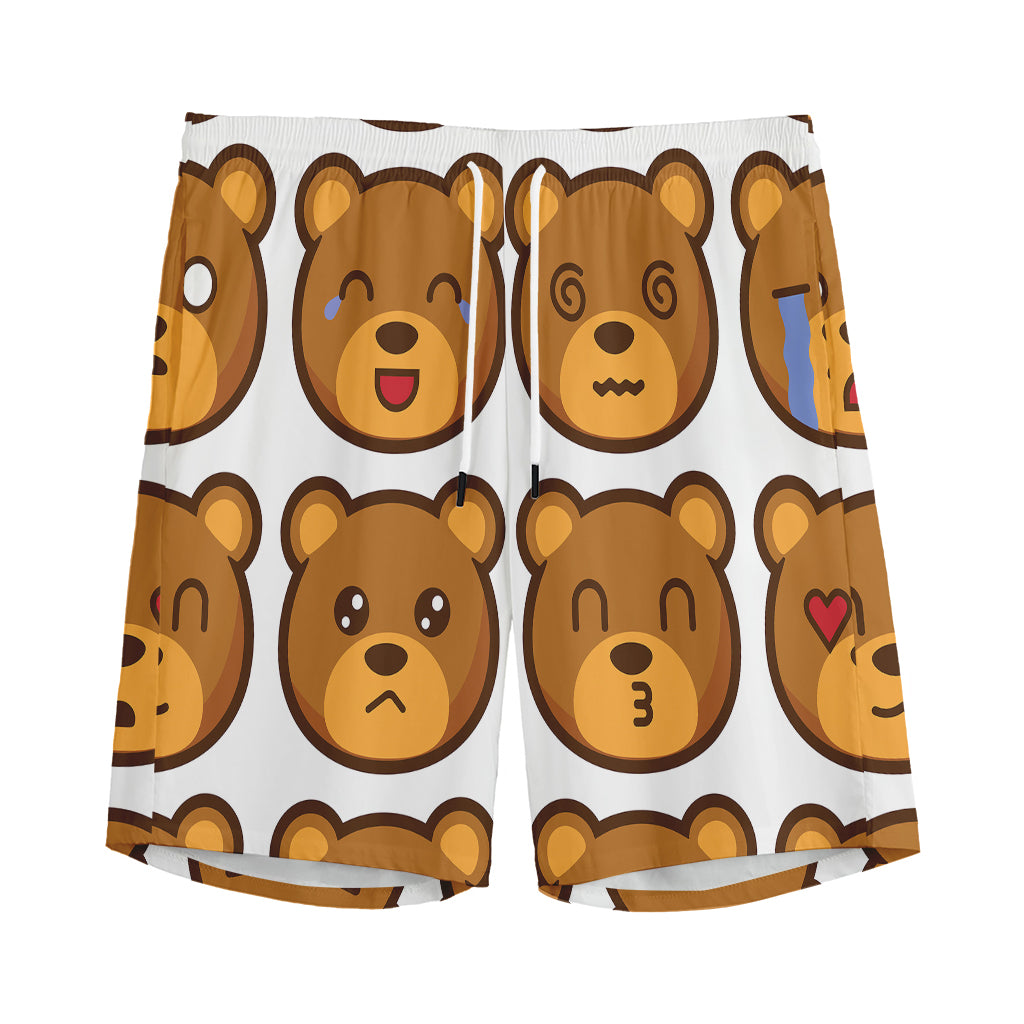 Teddy Bear Emoji Print Men's Sports Shorts