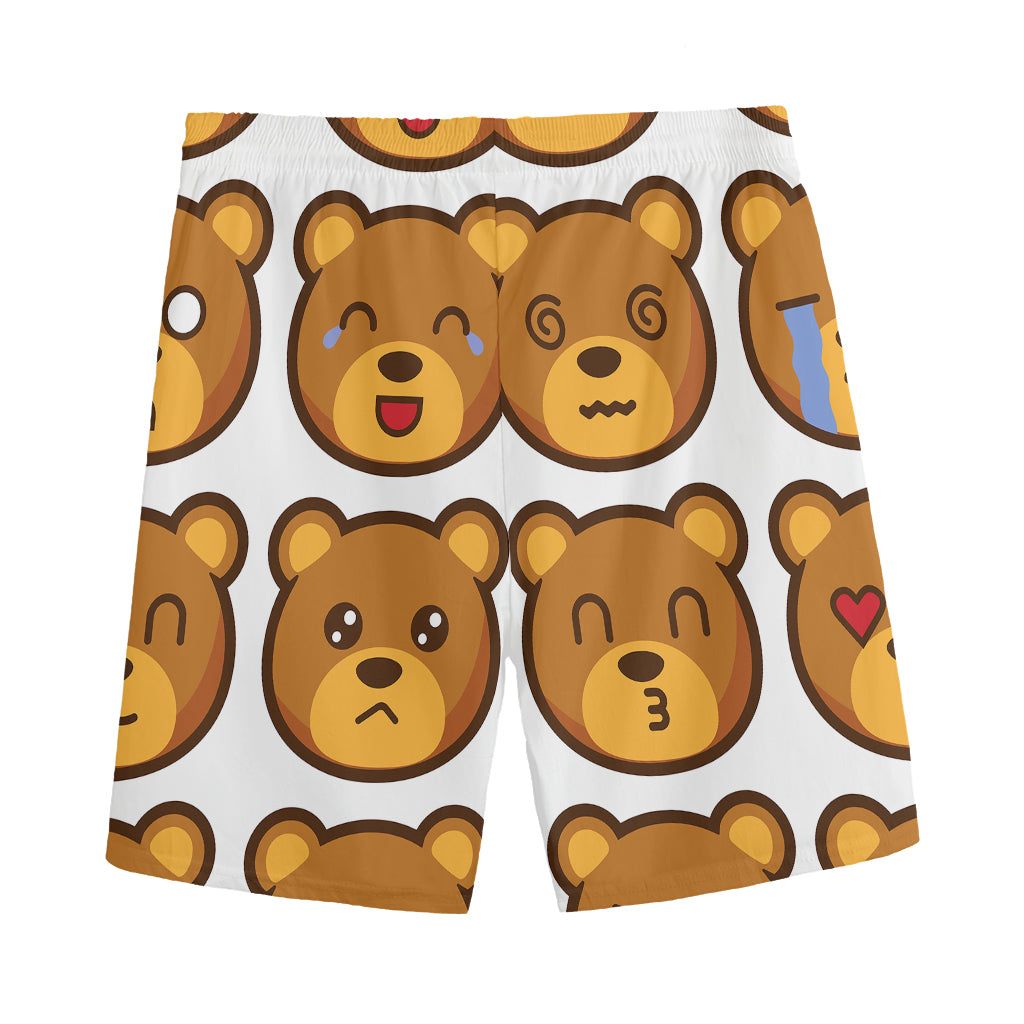 Teddy Bear Emoji Print Men's Sports Shorts