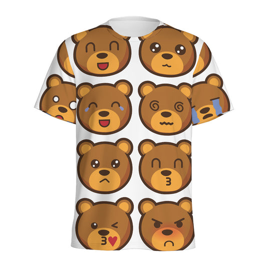Teddy Bear Emoji Print Men's Sports T-Shirt