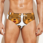 Teddy Bear Emoji Print Men's Swim Briefs