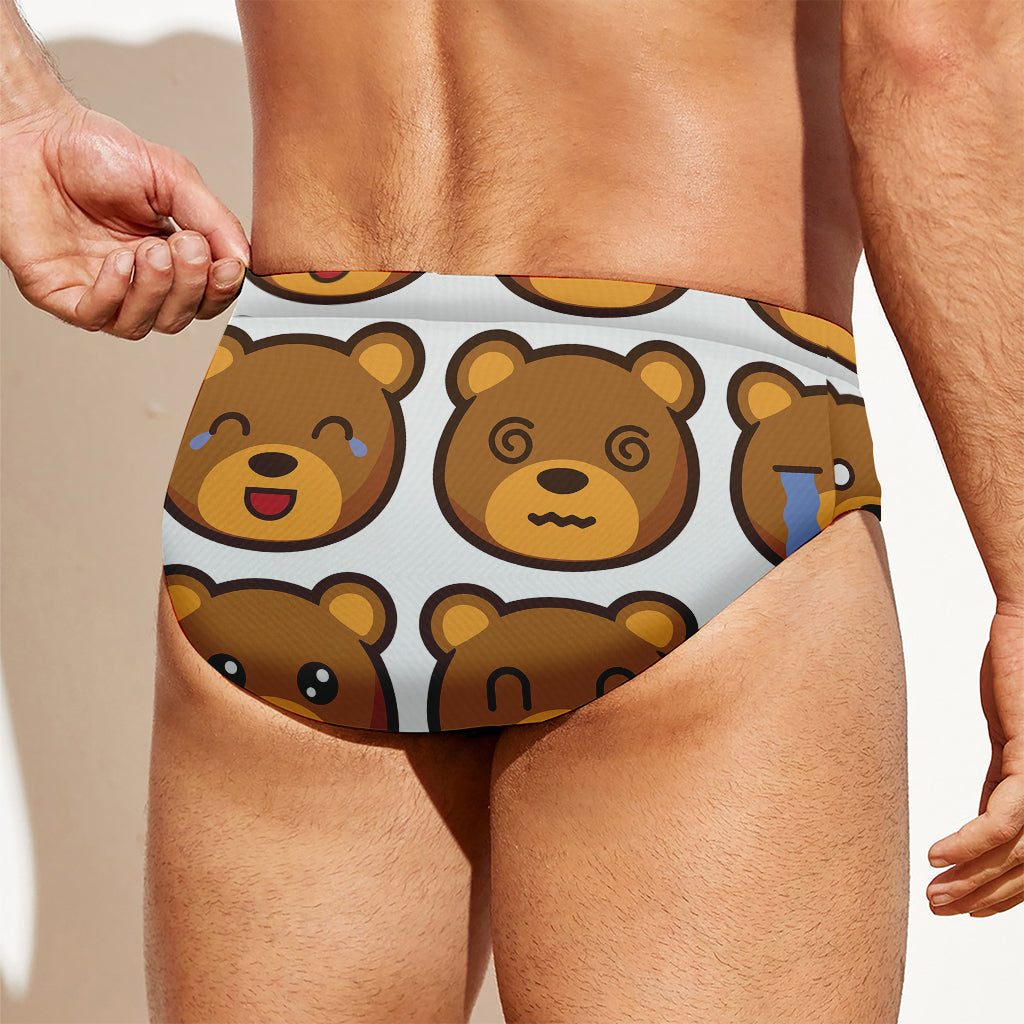 Teddy Bear Emoji Print Men's Swim Briefs