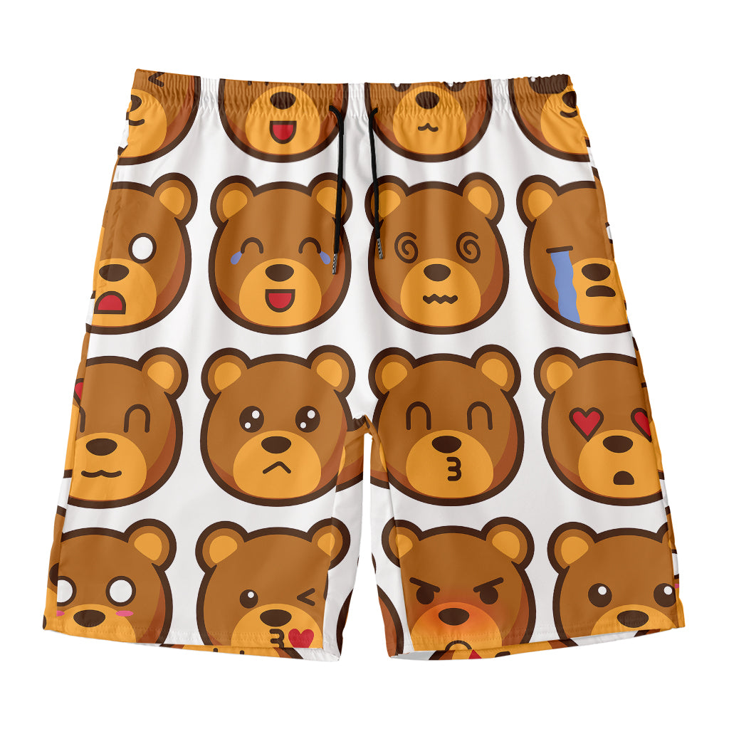 Teddy Bear Emoji Print Men's Swim Trunks