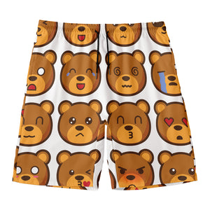 Teddy Bear Emoji Print Men's Swim Trunks