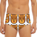 Teddy Bear Emoji Print Men's Triangle Swim Briefs
