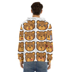 Teddy Bear Emoji Print Men's Velvet Pullover Hoodie