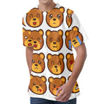 Teddy Bear Emoji Print Men's Velvet T-Shirt