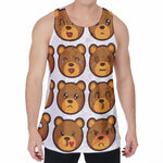 Teddy Bear Emoji Print Men's Velvet Tank Top