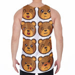 Teddy Bear Emoji Print Men's Velvet Tank Top