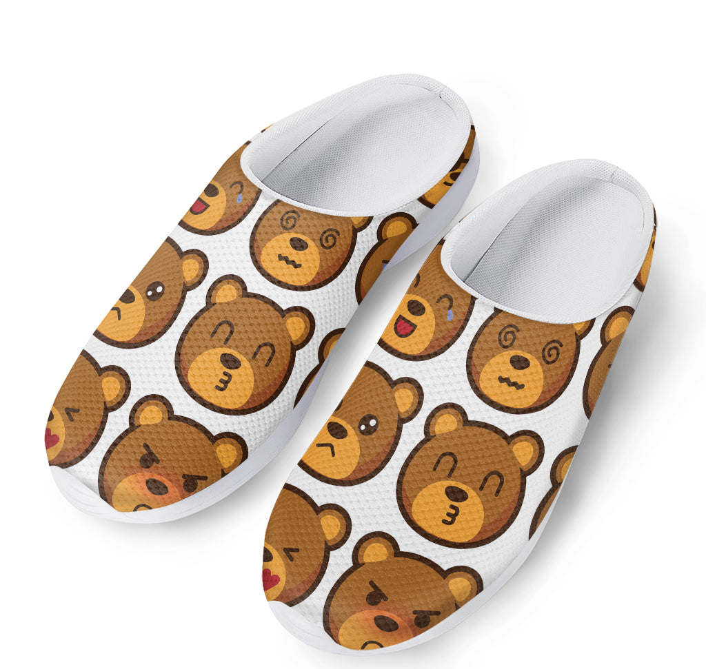 Teddy Bear Emoji Print Mesh Casual Shoes