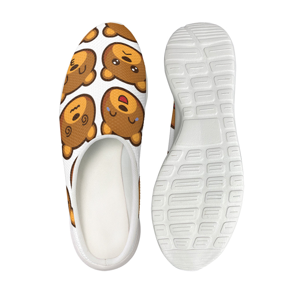Teddy Bear Emoji Print Mesh Casual Shoes