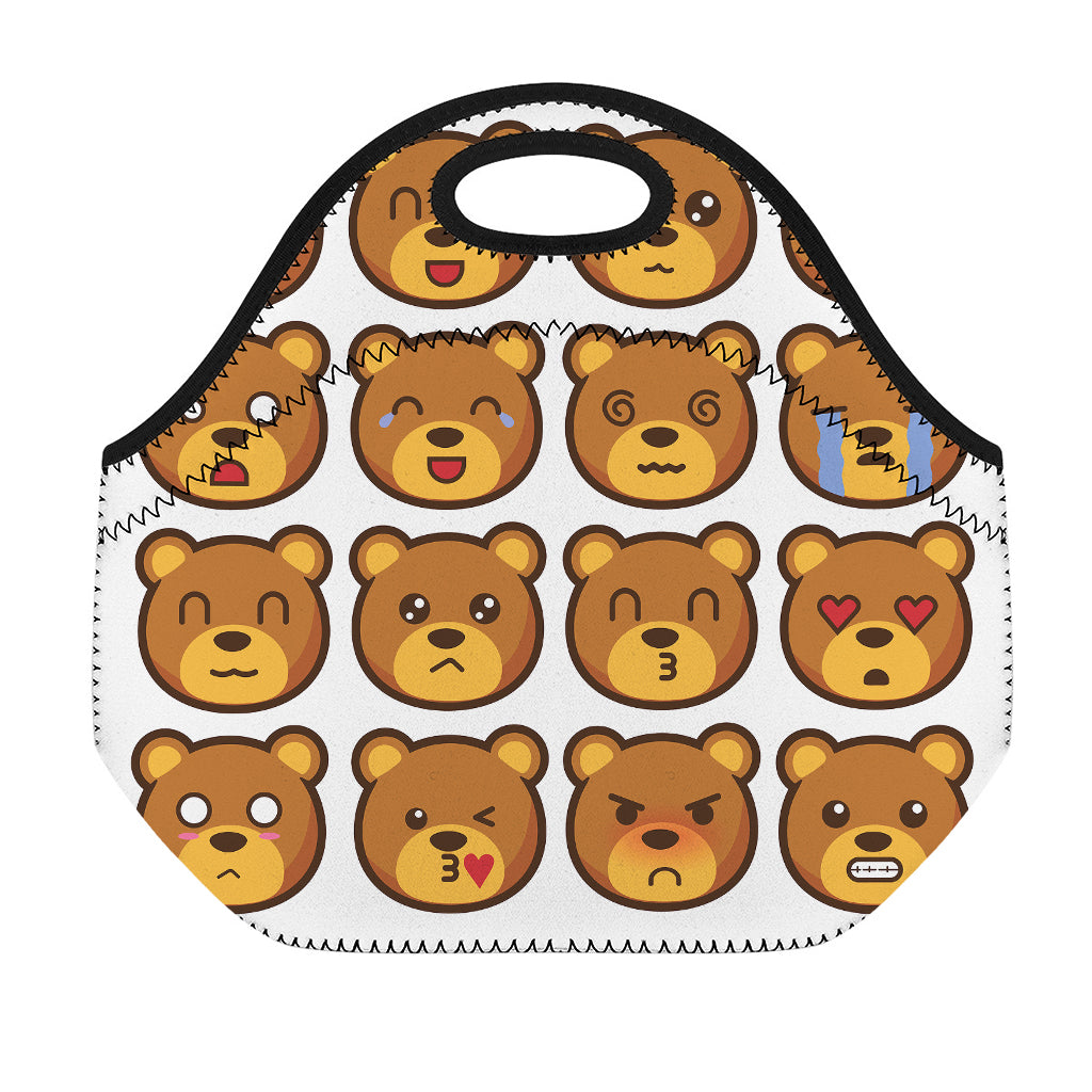 Teddy Bear Emoji Print Neoprene Lunch Bag