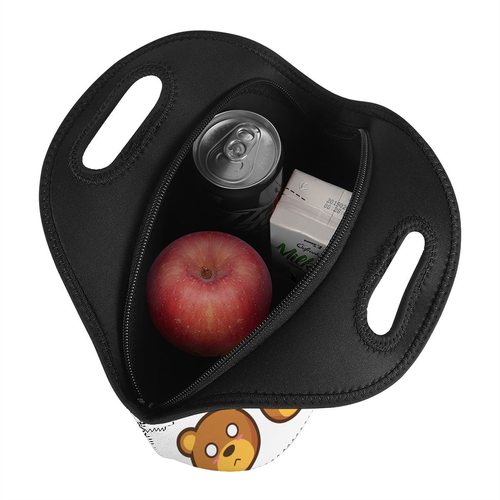 Teddy Bear Emoji Print Neoprene Lunch Bag