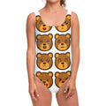 Teddy Bear Emoji Print One Piece Swimsuit