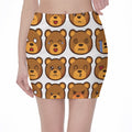 Teddy Bear Emoji Print Pencil Mini Skirt