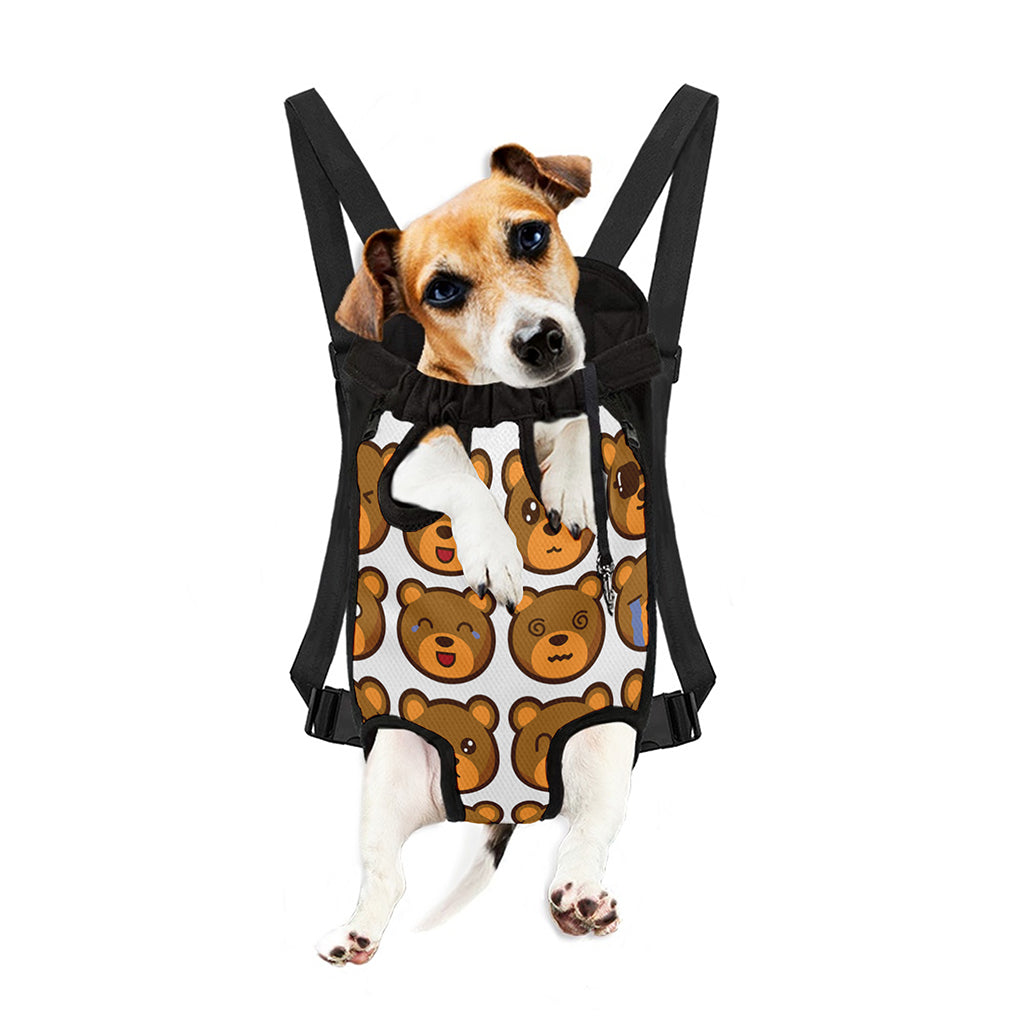 Teddy Bear Emoji Print Pet Carrier Backpack