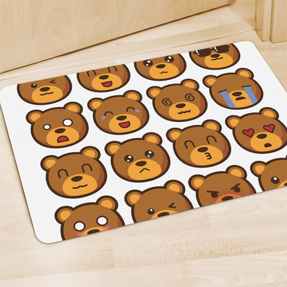 Teddy Bear Emoji Print Polyester Doormat