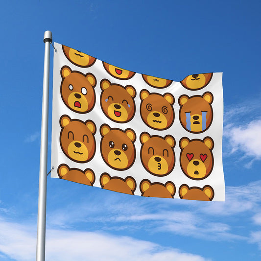 Teddy Bear Emoji Print Polyester Flag