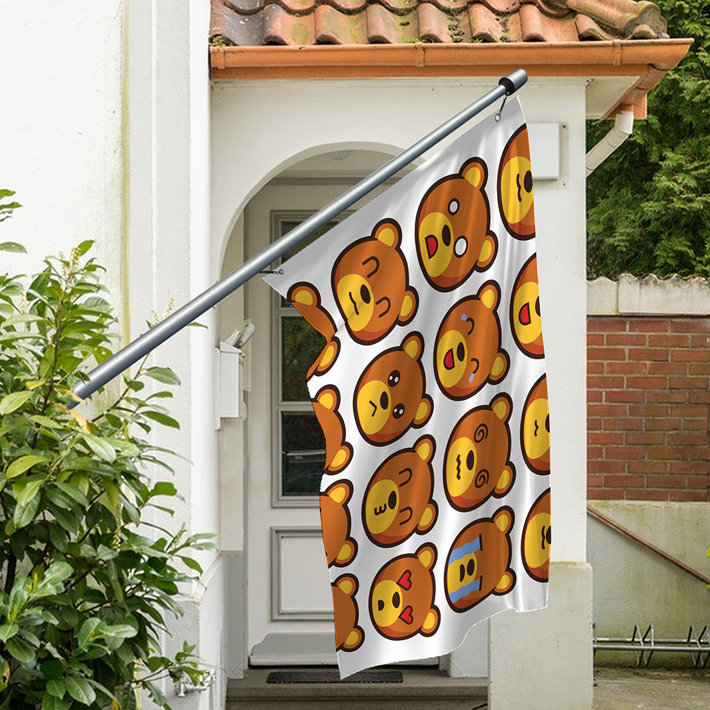 Teddy Bear Emoji Print Polyester Flag