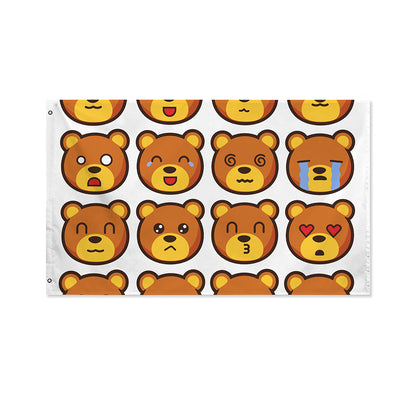 Teddy Bear Emoji Print Polyester Flag