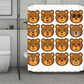 Teddy Bear Emoji Print Polyester Shower Curtain