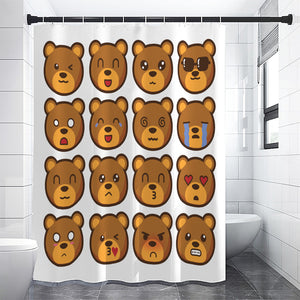 Teddy Bear Emoji Print Premium Shower Curtain