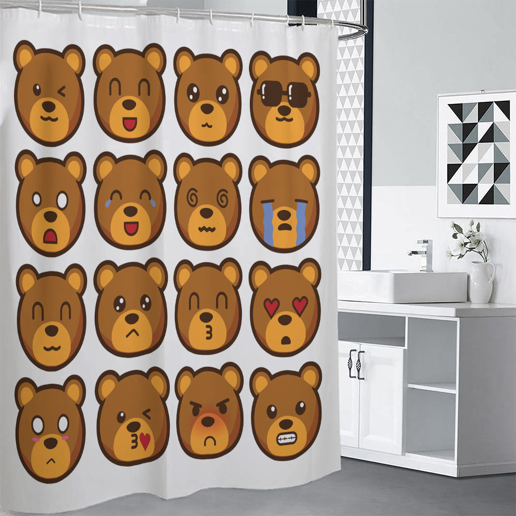 Teddy Bear Emoji Print Premium Shower Curtain