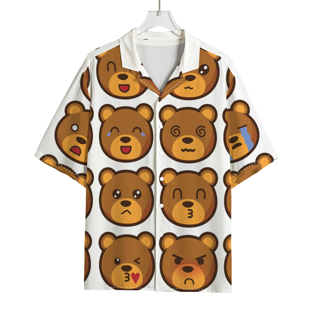 Teddy Bear Emoji Print Rayon Hawaiian Shirt