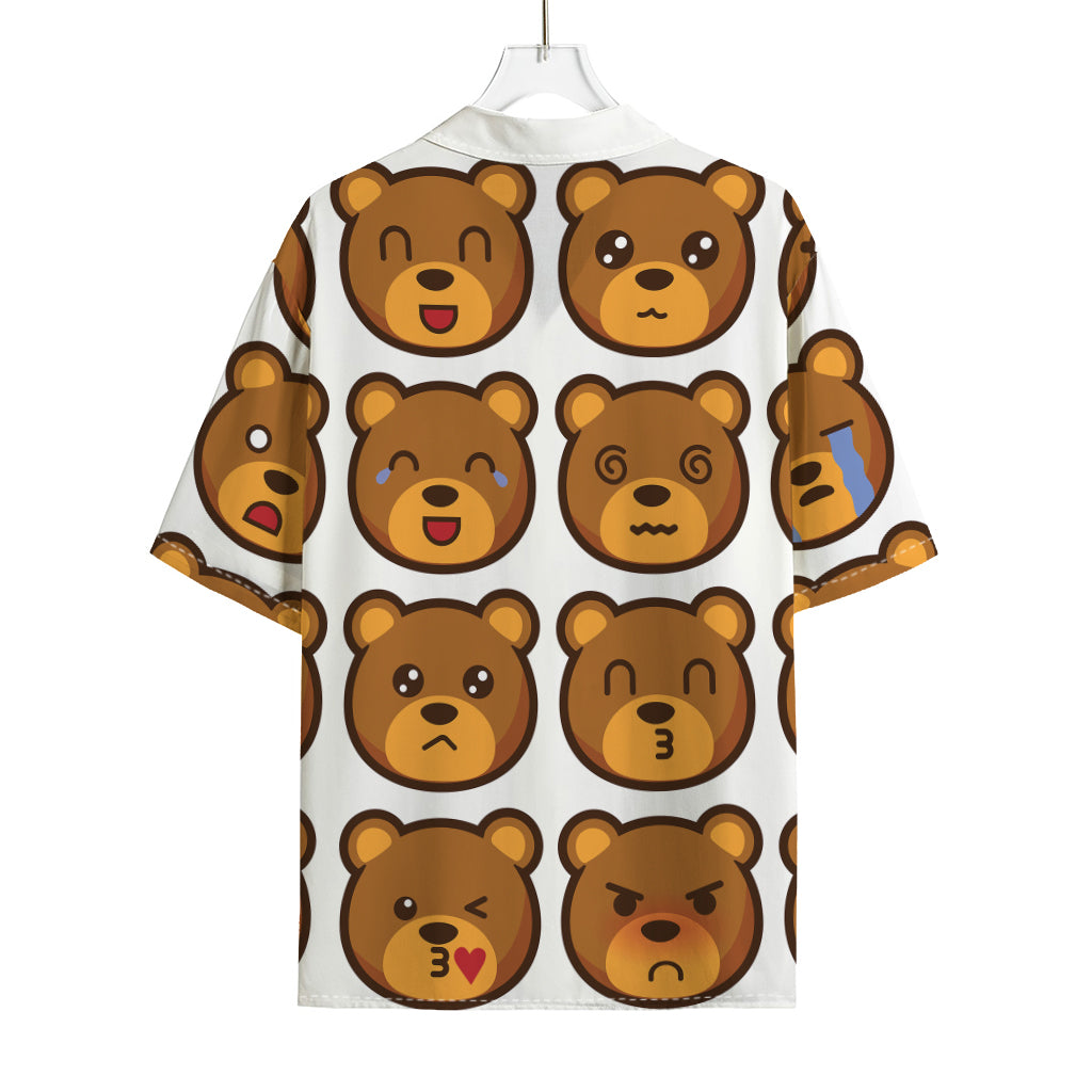 Teddy Bear Emoji Print Rayon Hawaiian Shirt