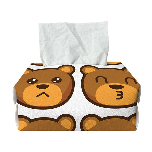 Teddy Bear Emoji Print Rectangle Tissue Box Cover