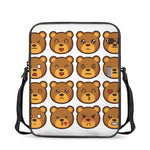 Teddy Bear Emoji Print Rectangular Crossbody Bag