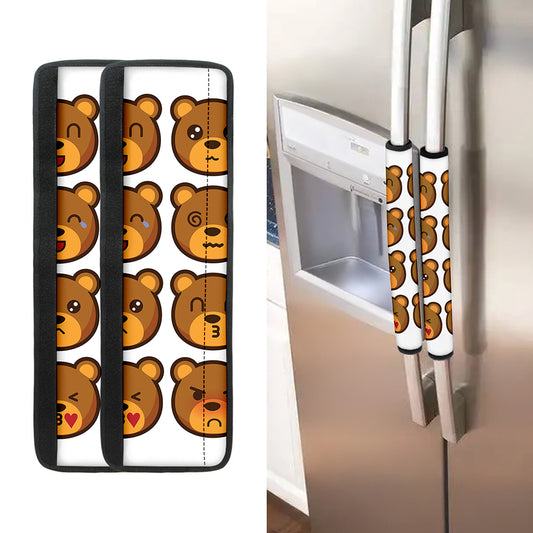 Teddy Bear Emoji Print Refrigerator Handle Covers