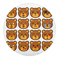 Teddy Bear Emoji Print Round Blanket
