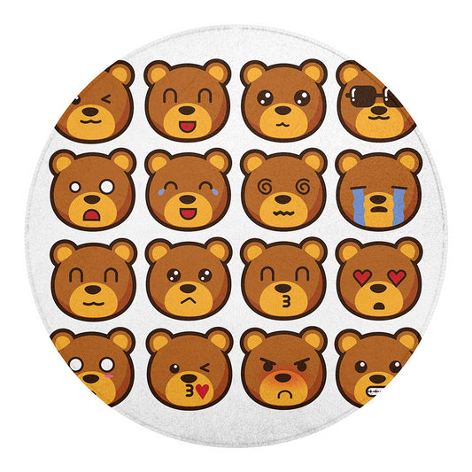 Teddy Bear Emoji Print Round Blanket