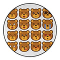Teddy Bear Emoji Print Round Floor Mat