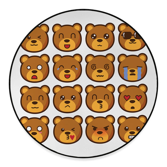 Teddy Bear Emoji Print Round Floor Mat