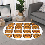 Teddy Bear Emoji Print Round Rug